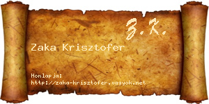 Zaka Krisztofer névjegykártya